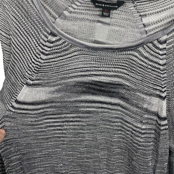 VINTAGE Rock & Republic Marled Open-Work Sweater in Grey Size XL - Picture 8 of 12